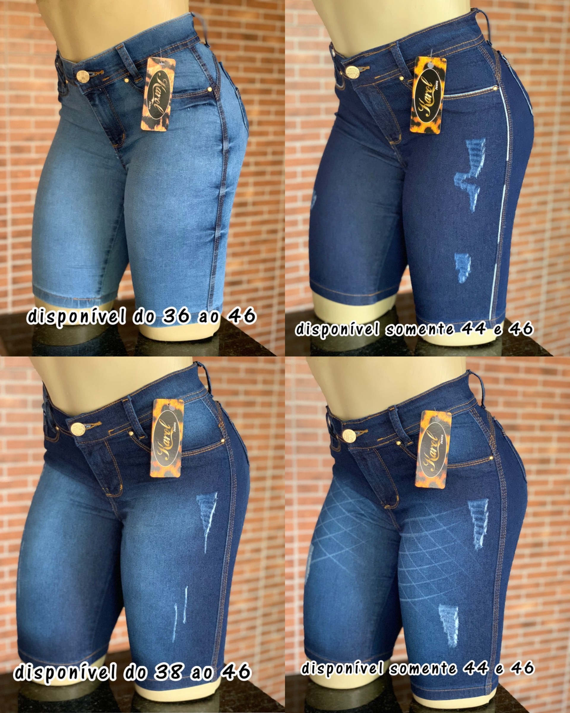 Short Jeans Feminino Curto Desfiado - Atacado 44 Goiânia.