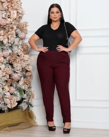 Calça listrada best sale plus size