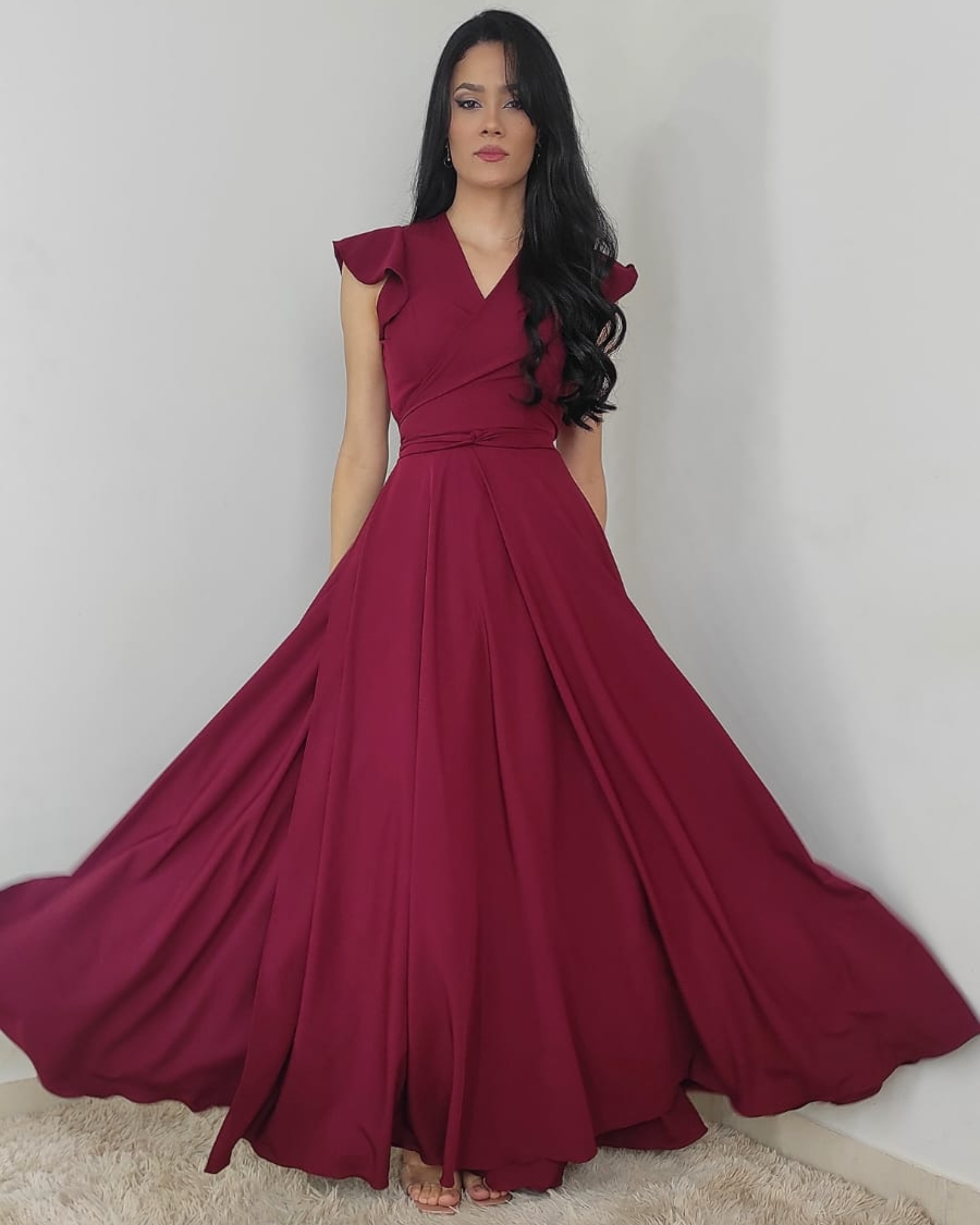 Vestido longo marsala sales barato