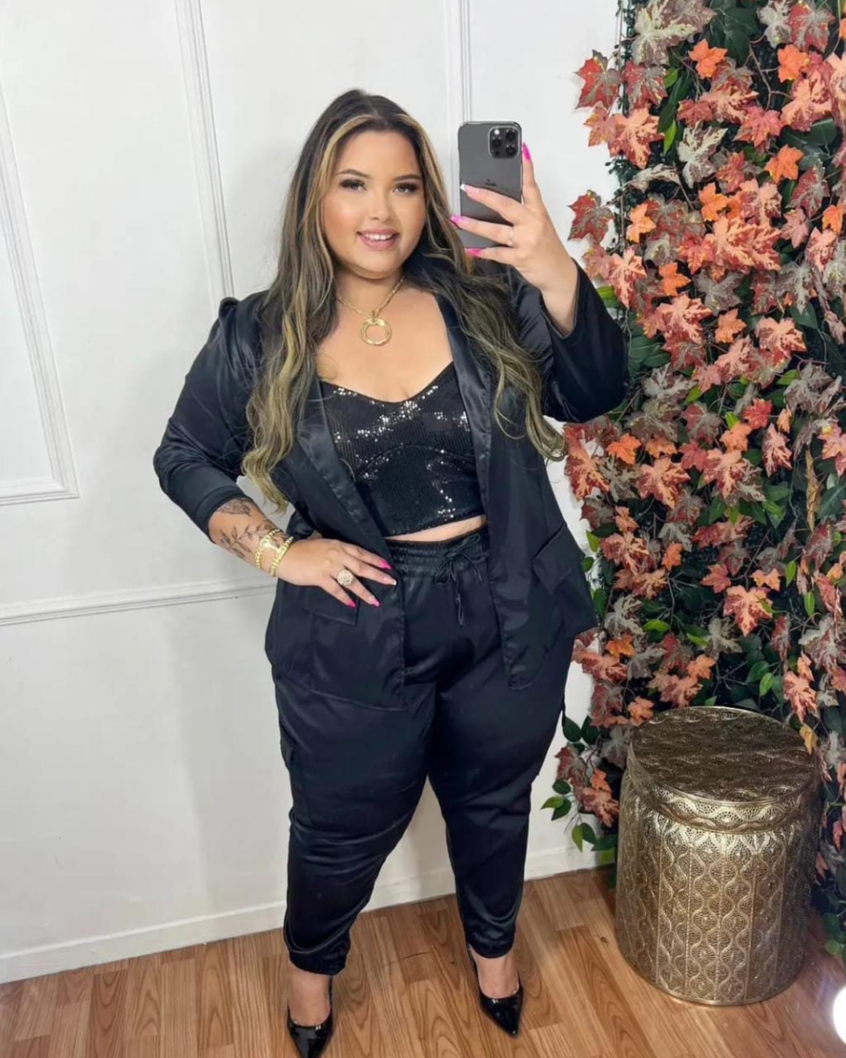 Conjunto Blazer Plus Size Feminino Preto - Atacado 44 Goiânia.