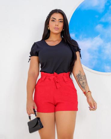 Short Feminino Clochard Soltinho Amarração Estampa Lisa - Compre Agora -  Feira da Madrugada SP